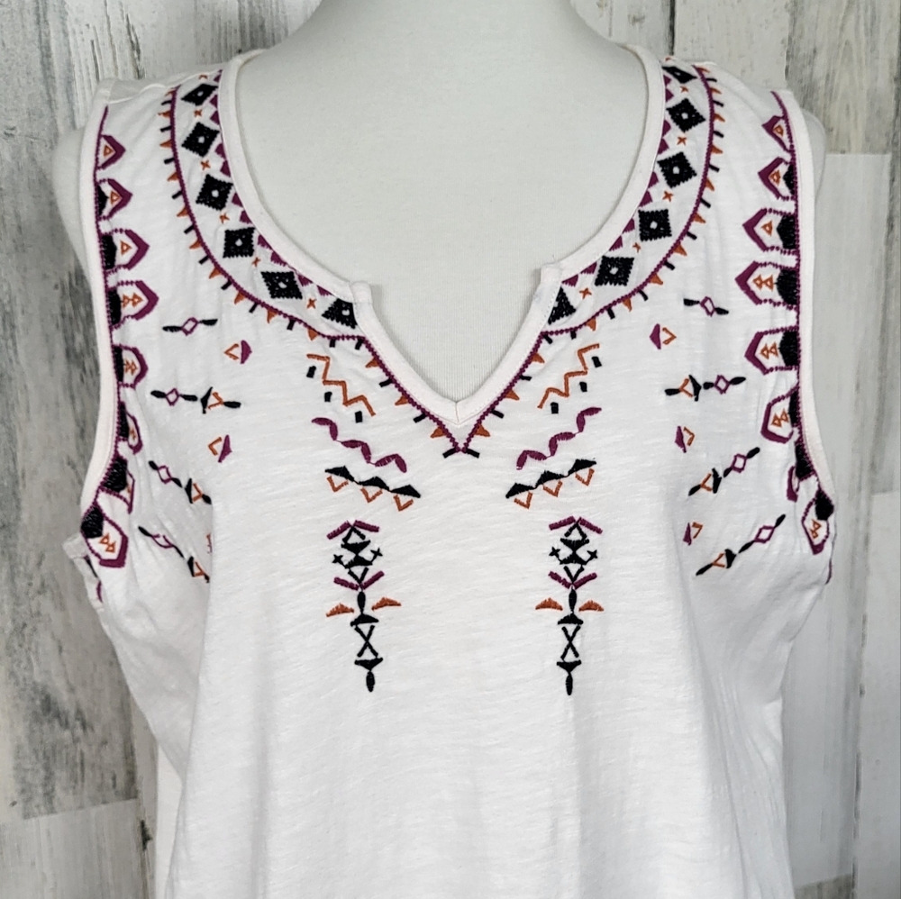Sonoma Cream Cotton Dress Embroidered Bodice